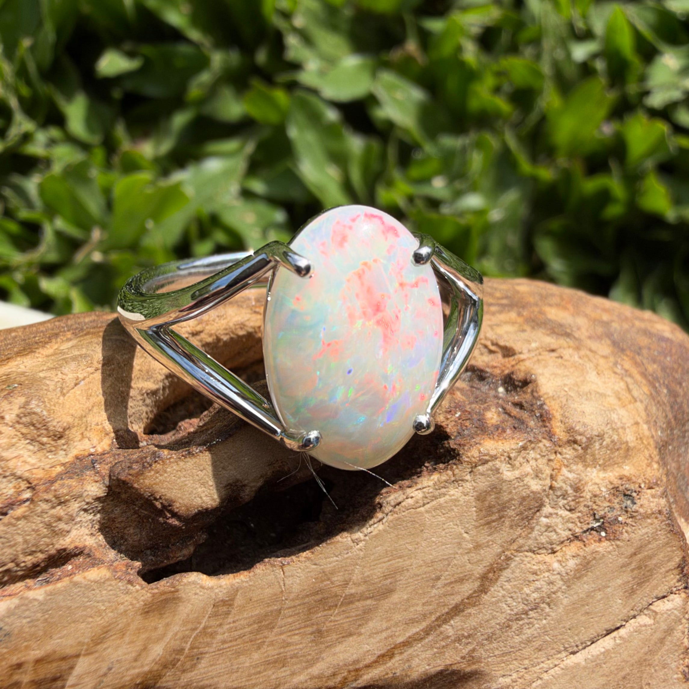 2.4ct Coober Pedy Opal Ring ~ 'Flinders Ranges Prism' | 925 Sterling Silver | Solid Australian Opal