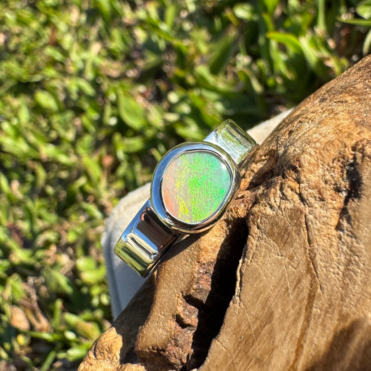 0.9ct Lightning Ridge Opal Ring ~ 'Sunshine Coast Blaze' | 925 Sterling Silver | Solid Australian Opal