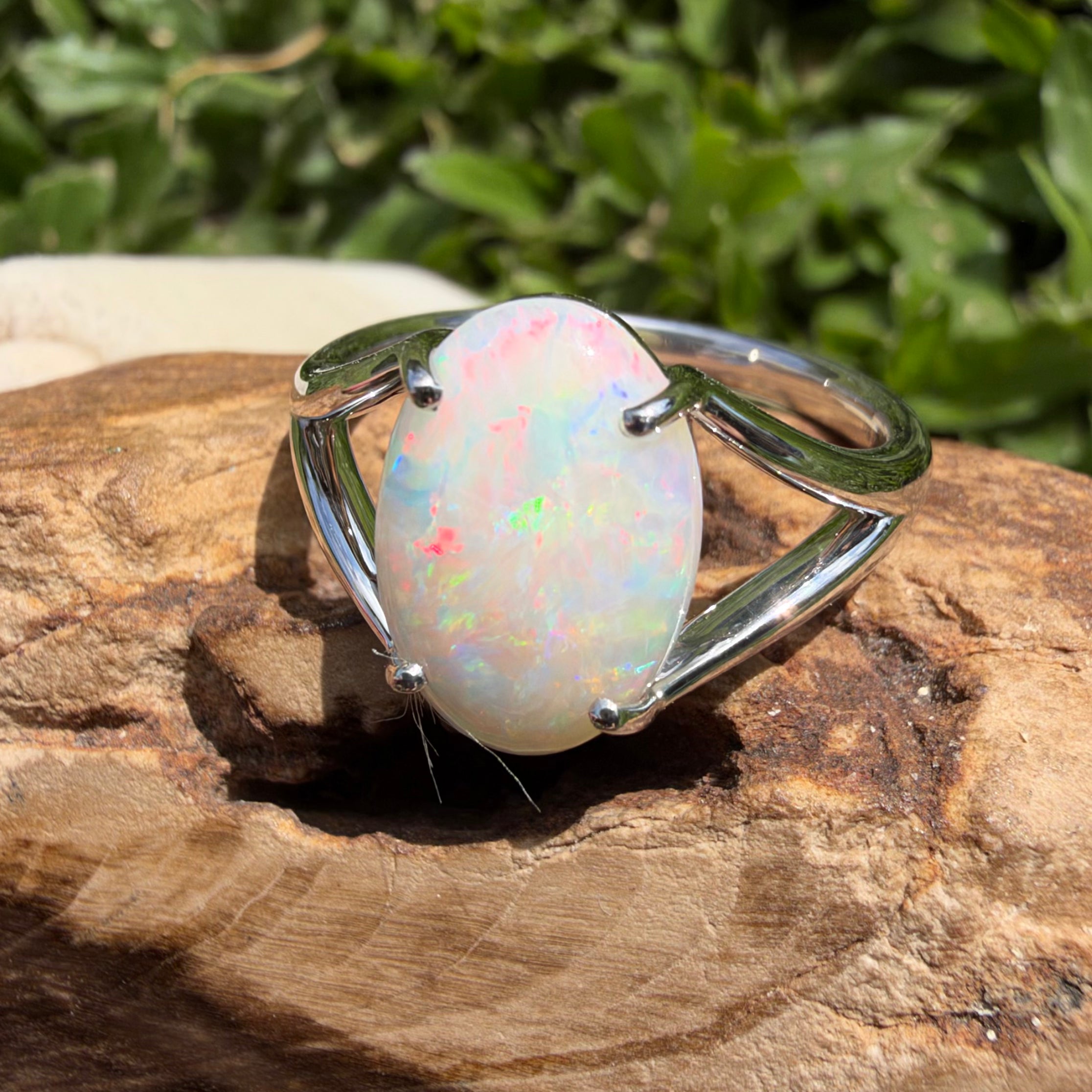 2.4ct Coober Pedy Opal Ring ~ 'Flinders Ranges Prism' | 925 Sterling Silver | Solid Australian Opal
