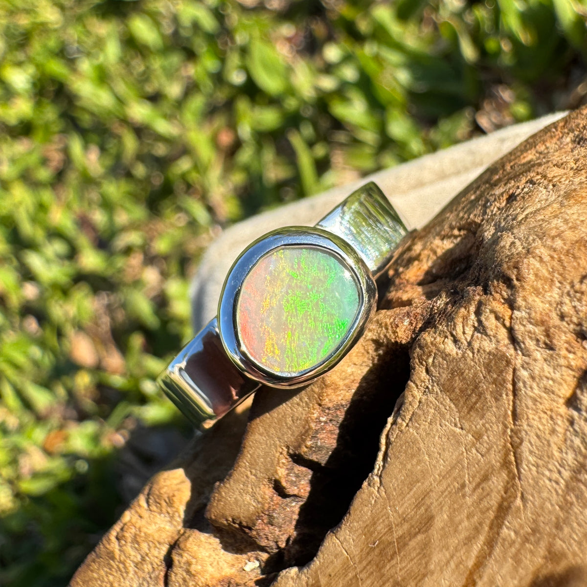 0.9ct Lightning Ridge Opal Ring ~ 'Sunshine Coast Blaze' | 925 Sterling Silver | Solid Australian Opal