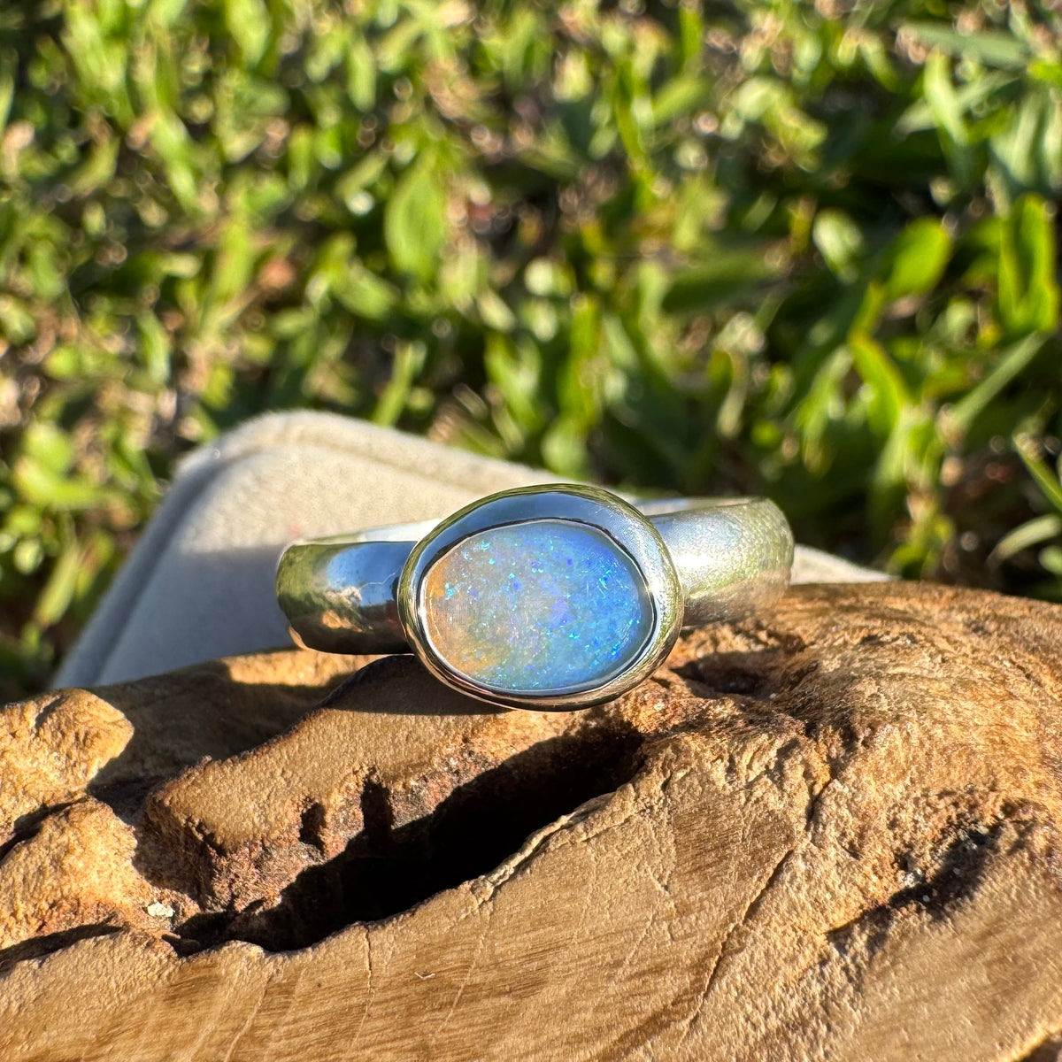 0.6ct Lightning Ridge Opal Ring ~ 'Otway Deep' | 925 Sterling Silver | Solid Australian Opal