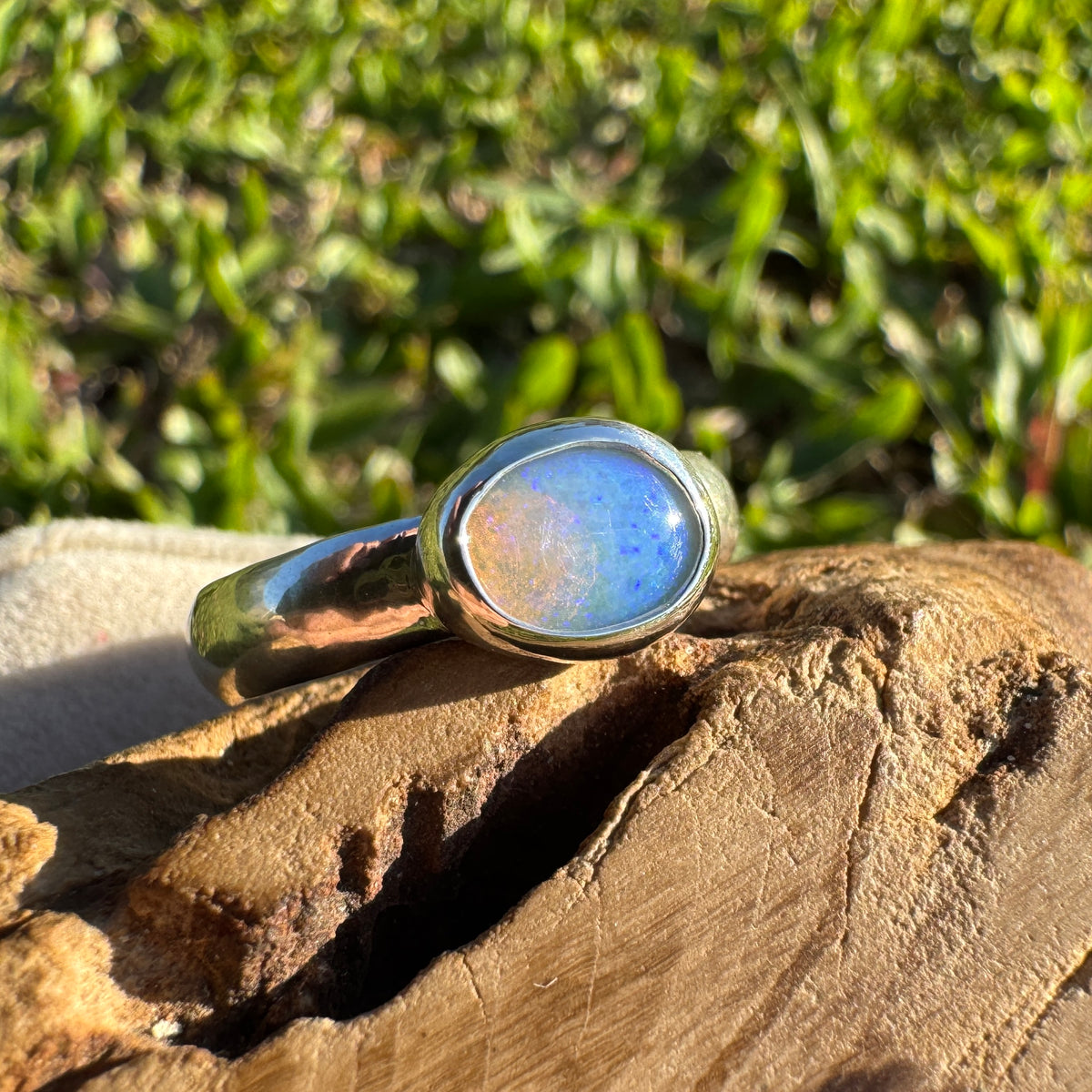 0.6ct Lightning Ridge Opal Ring ~ 'Otway Deep' | 925 Sterling Silver | Solid Australian Opal