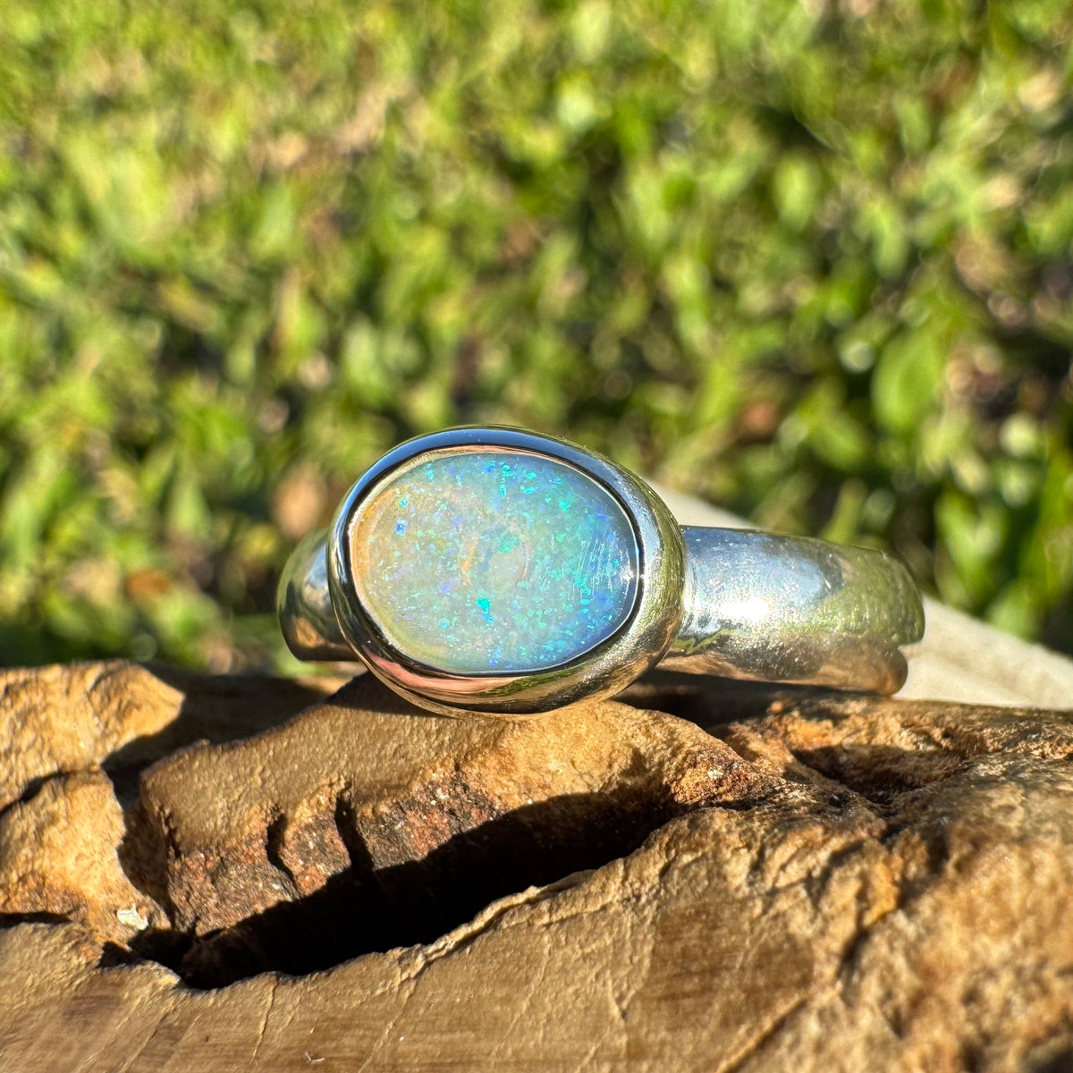 0.6ct Lightning Ridge Opal Ring ~ 'Otway Deep' | 925 Sterling Silver | Solid Australian Opal