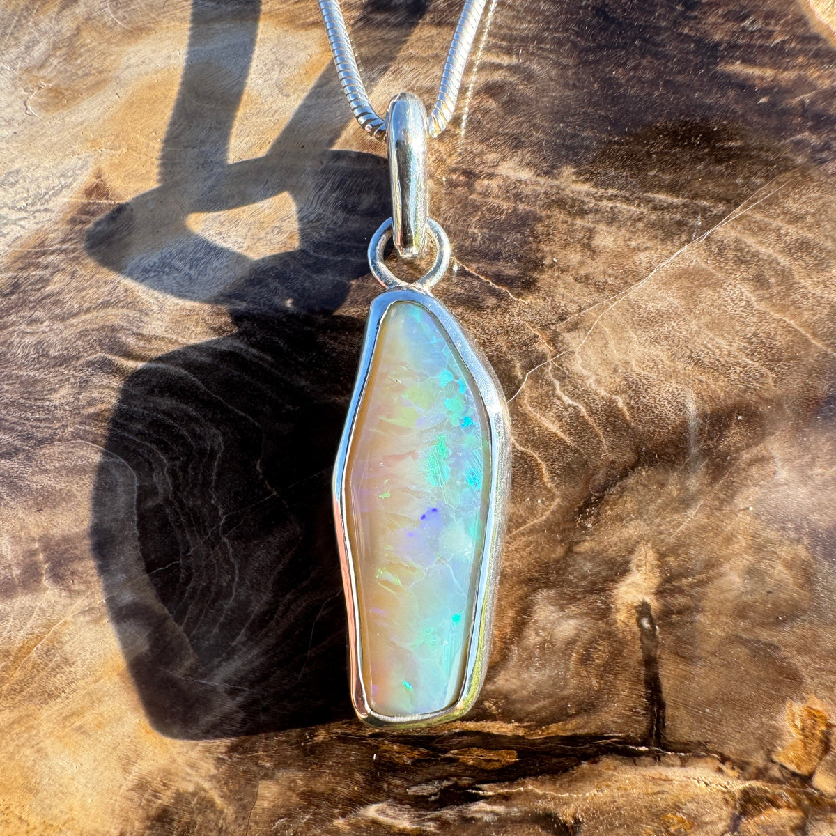 3.9ct Lightning Ridge Opal Pendant Necklace ~ 'Daintree Fire' | 925 Sterling Silver | Solid Australian Opal