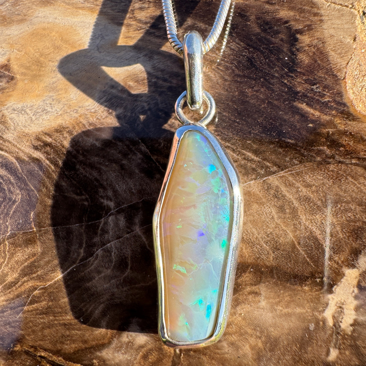 3.9ct Lightning Ridge Opal Pendant Necklace ~ 'Daintree Fire' | 925 Sterling Silver | Solid Australian Opal