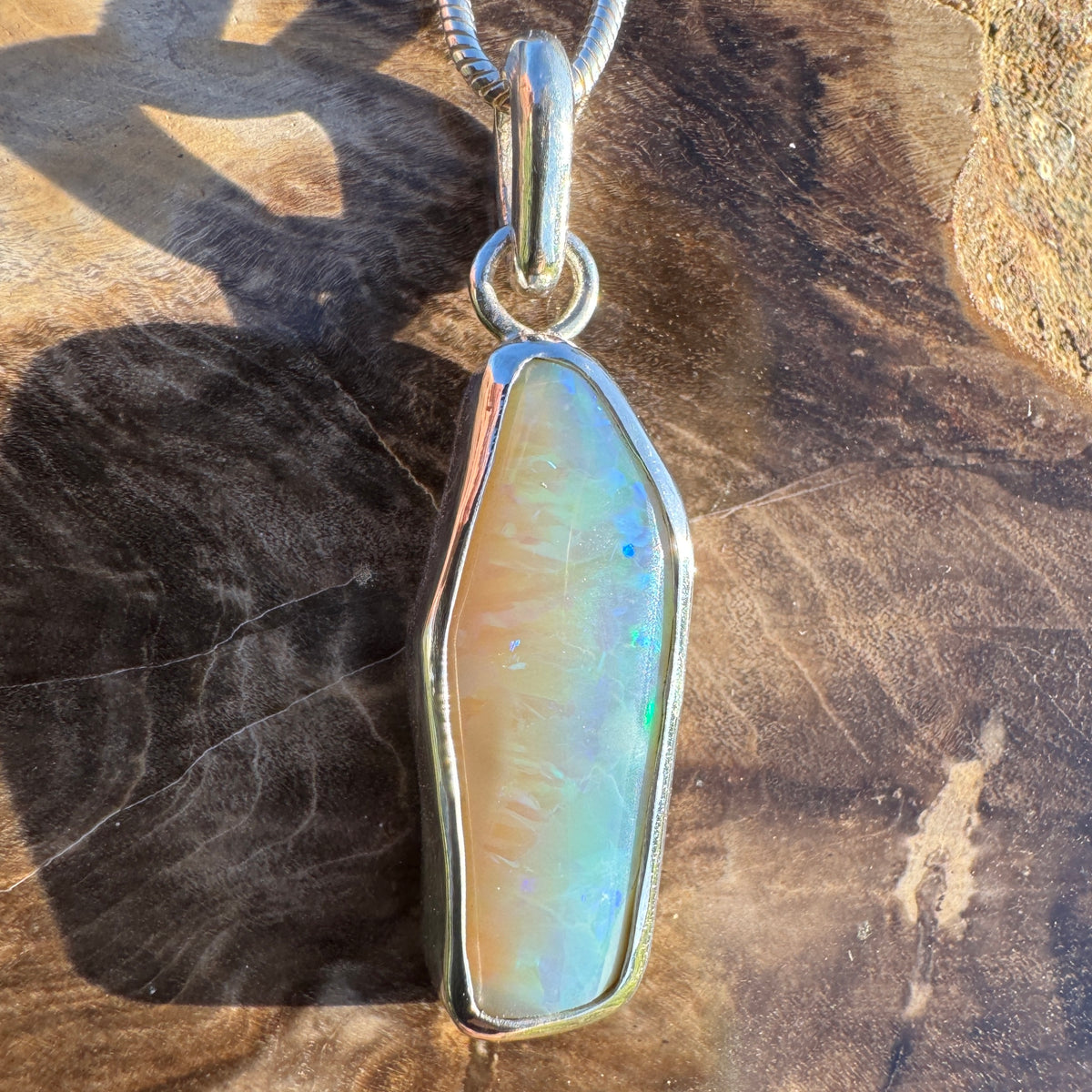 3.9ct Lightning Ridge Opal Pendant Necklace ~ 'Daintree Fire' | 925 Sterling Silver | Solid Australian Opal