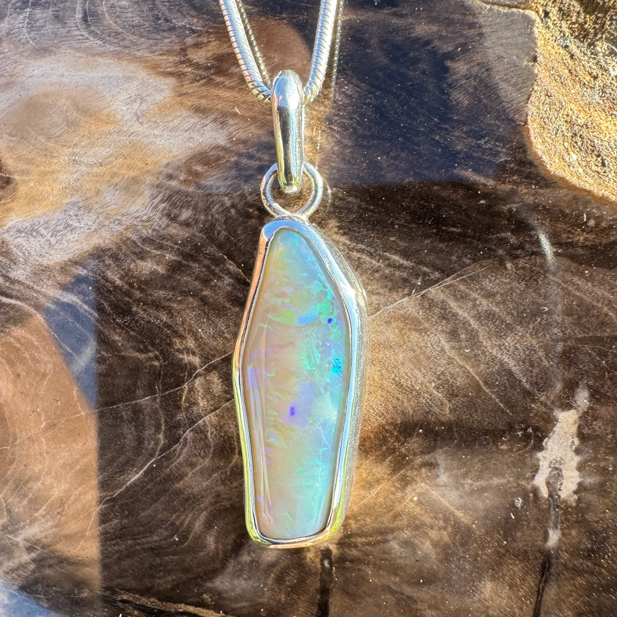 3.9ct Lightning Ridge Opal Pendant Necklace ~ 'Daintree Fire' | 925 Sterling Silver | Solid Australian Opal