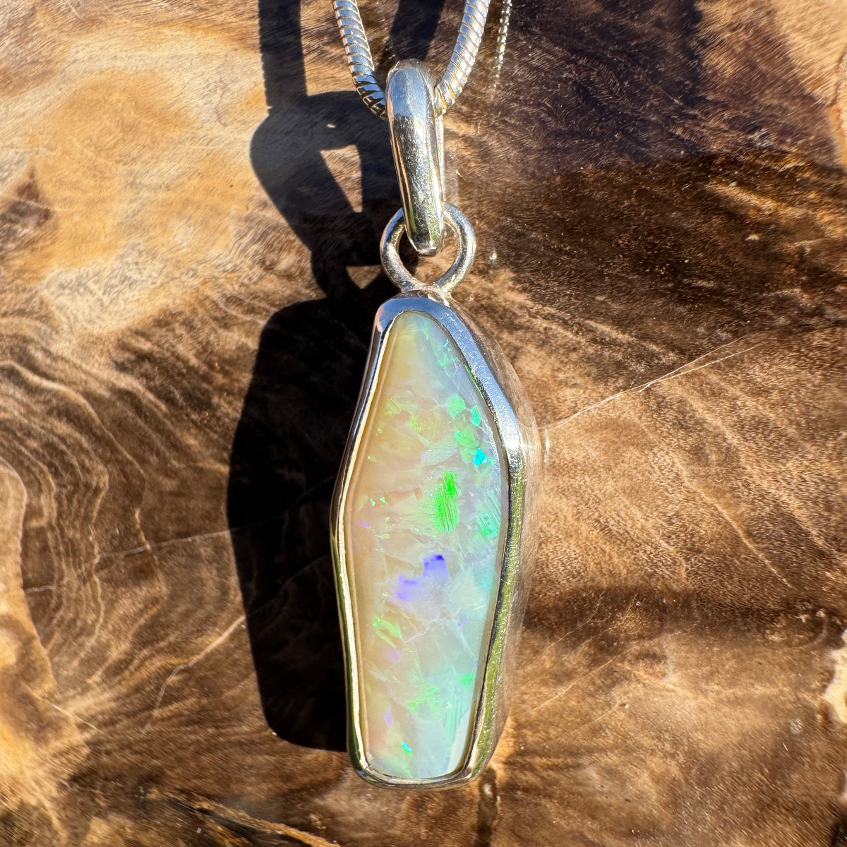 3.9ct Lightning Ridge Opal Pendant Necklace ~ 'Daintree Fire' | 925 Sterling Silver | Solid Australian Opal