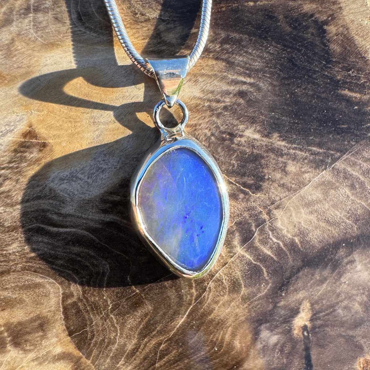 1.2ct Coober Pedy Opal Pendant Necklace ~ 'Cradle Dusk' | 925 Sterling Silver | Solid Australian Opal