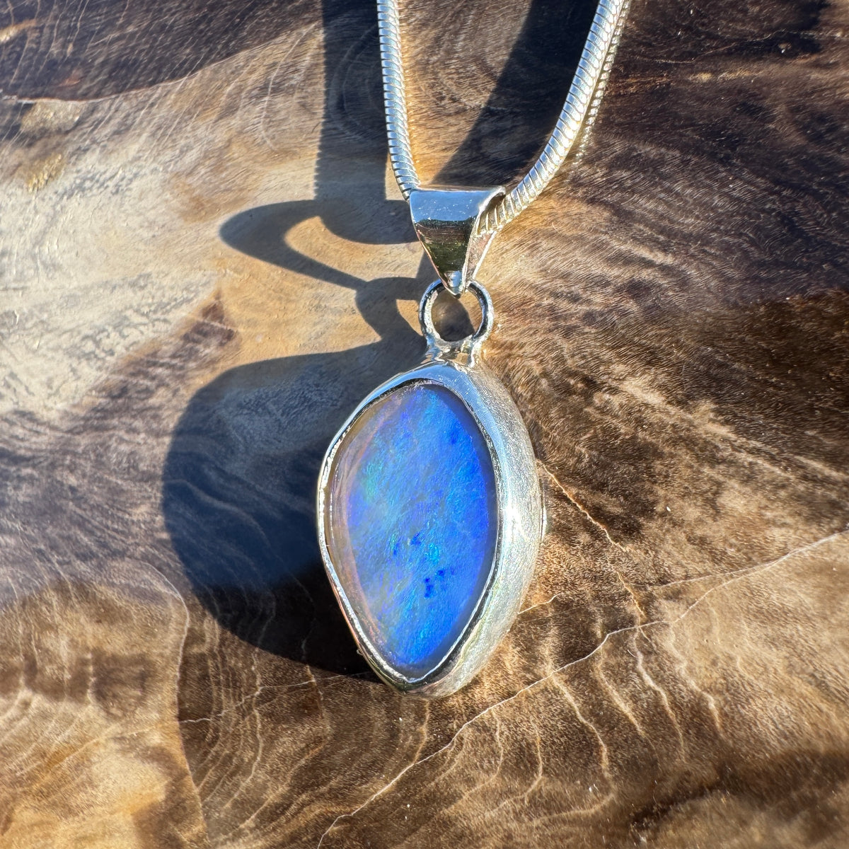 1.2ct Coober Pedy Opal Pendant Necklace ~ 'Cradle Dusk' | 925 Sterling Silver | Solid Australian Opal
