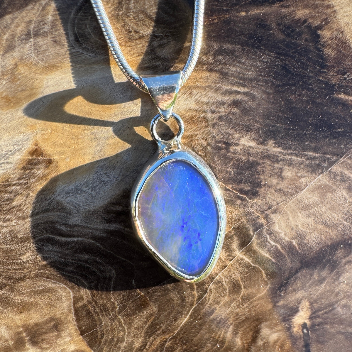 1.2ct Coober Pedy Opal Pendant Necklace ~ 'Cradle Dusk' | 925 Sterling Silver | Solid Australian Opal