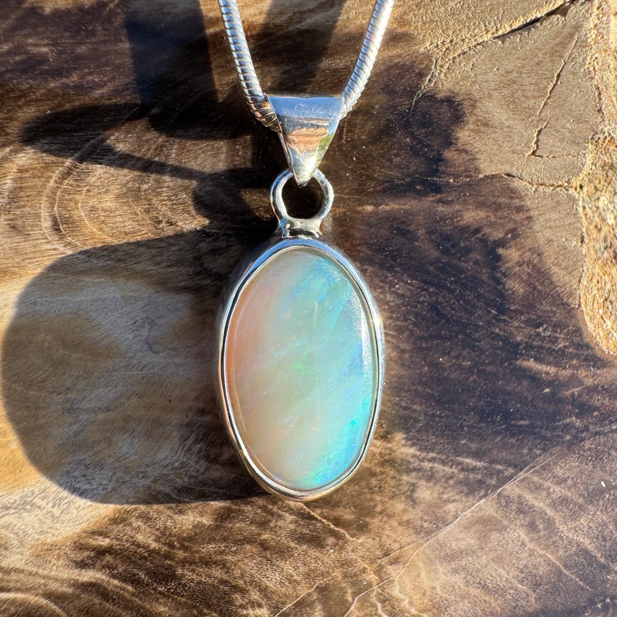 2.4ct Lightning Ridge Opal Pendant Necklace ~ 'Warrnambool Tide' | 925 Sterling Silver | Solid Australian Opal