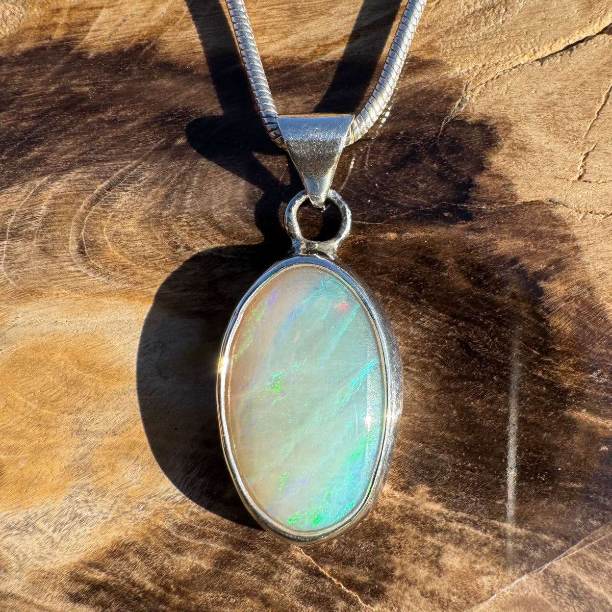 2.4ct Lightning Ridge Opal Pendant Necklace ~ 'Warrnambool Tide' | 925 Sterling Silver | Solid Australian Opal