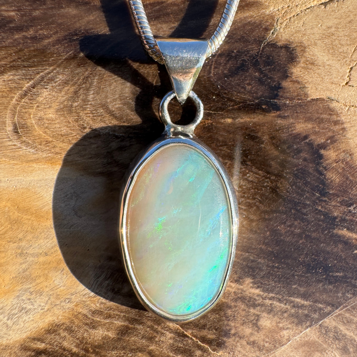 2.4ct Lightning Ridge Opal Pendant Necklace ~ 'Warrnambool Tide' | 925 Sterling Silver | Solid Australian Opal