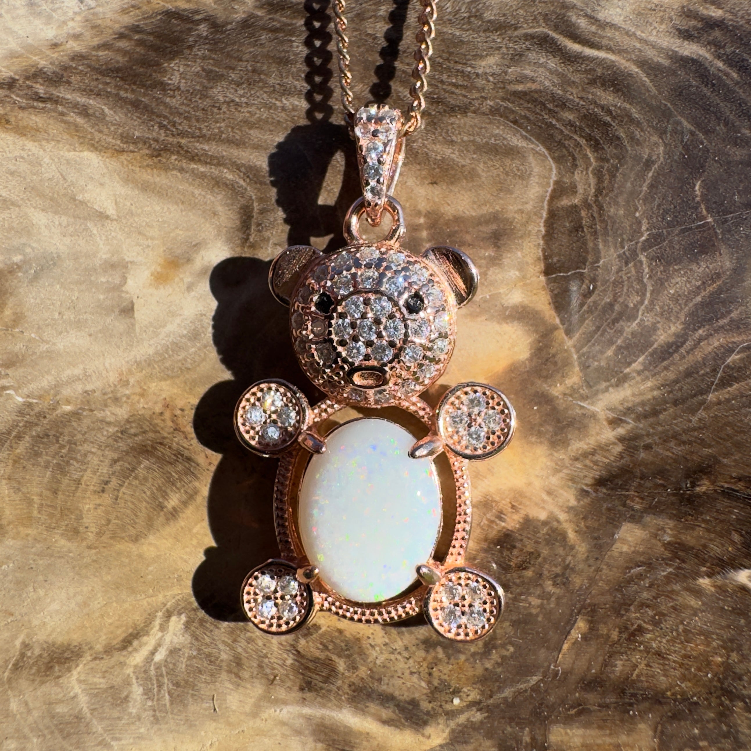 1.2ct Coober Pedy Opal Pendant Necklace ~ 'Jervis Bay Wash' | Rose Gold Coated 925 Sterling Silver | Solid Australian Opal