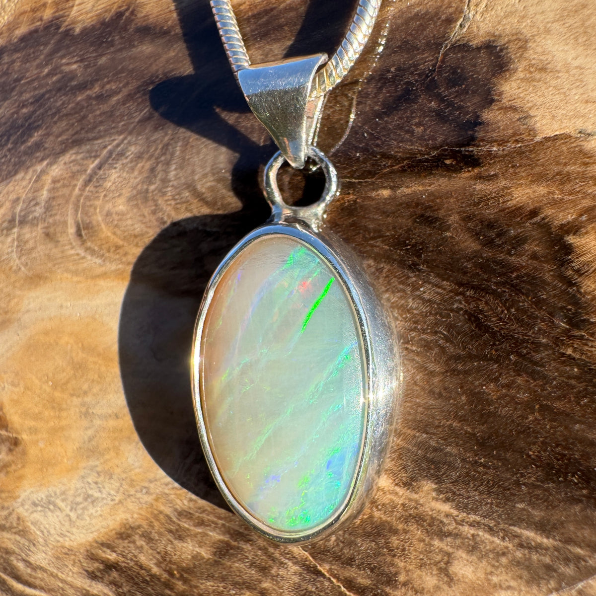 2.4ct Lightning Ridge Opal Pendant Necklace ~ 'Warrnambool Tide' | 925 Sterling Silver | Solid Australian Opal