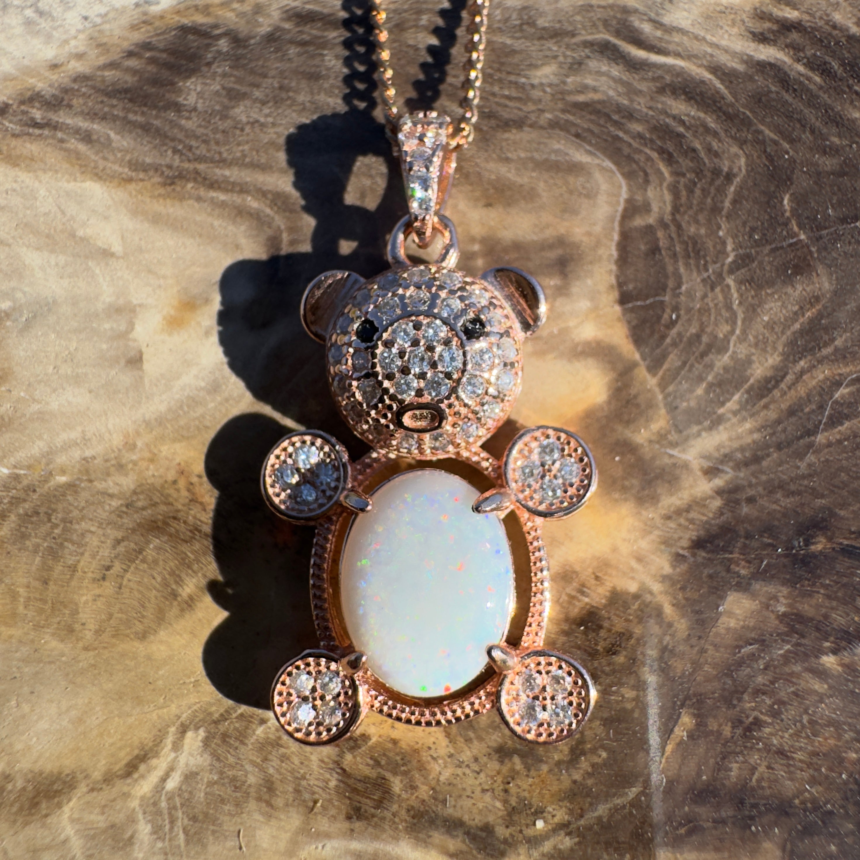 1.2ct Coober Pedy Opal Pendant Necklace ~ 'Jervis Bay Wash' | Rose Gold Coated 925 Sterling Silver | Solid Australian Opal