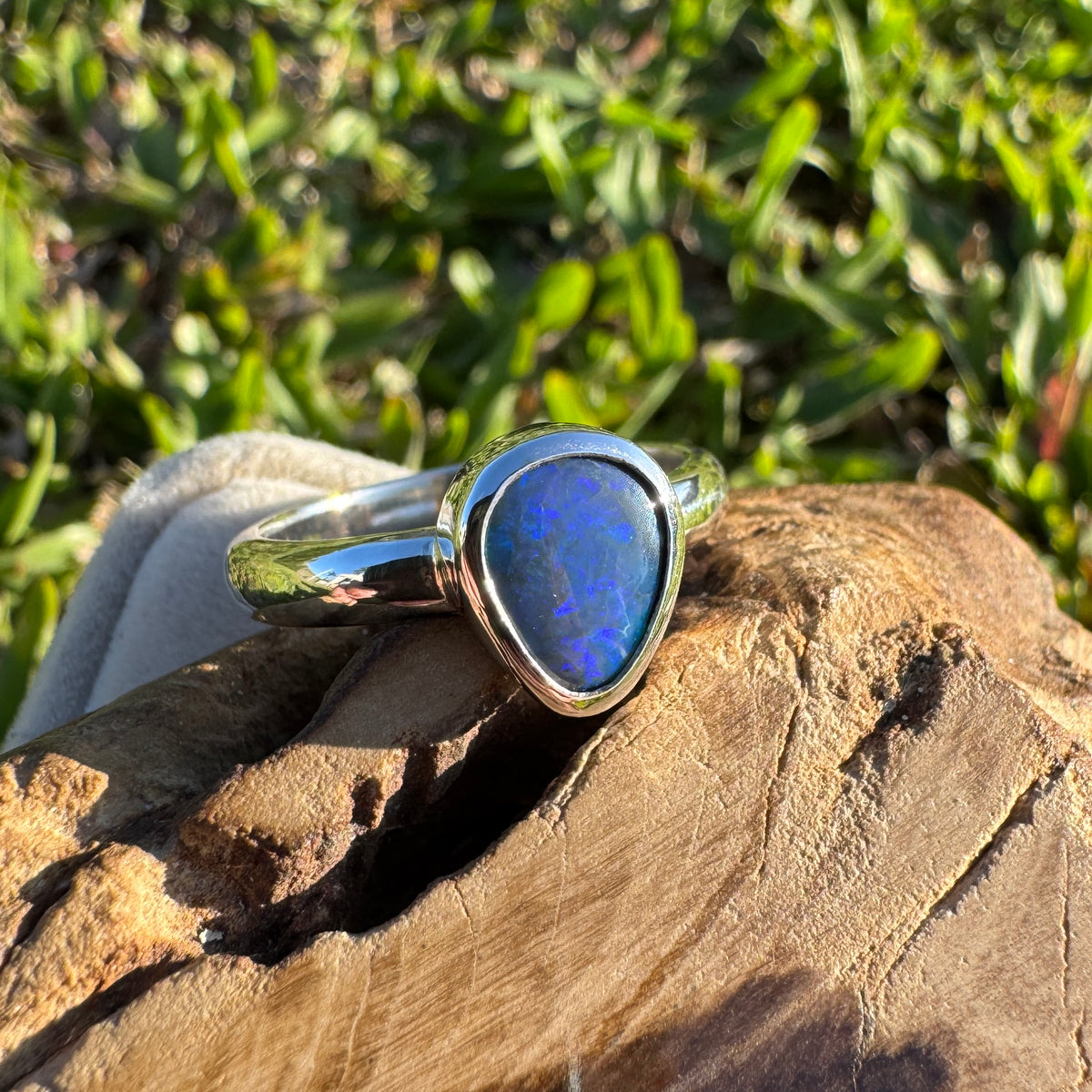 1.6ct Lightning Ridge Black Opal Ring ~ 'Litchfield Pearl' | 925 Sterling Silver | Solid Australian Opal