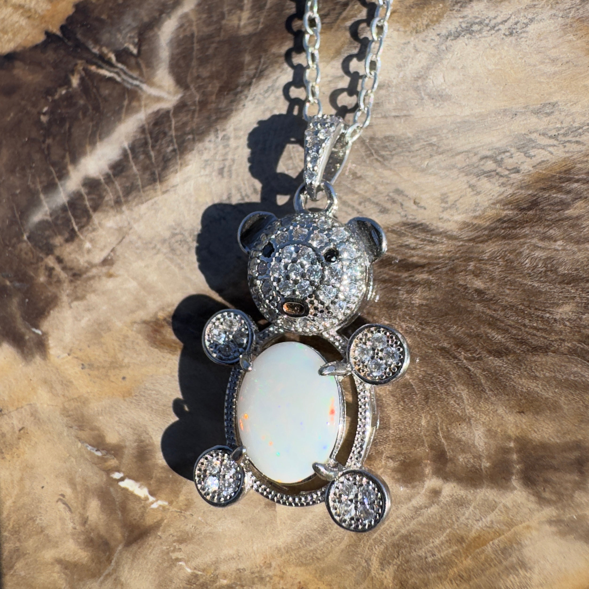 1.2ct Coober Pedy Opal Pendant Necklace ~ 'Wineglass Glimmer' | 925 Sterling Silver | Solid Australian Opal