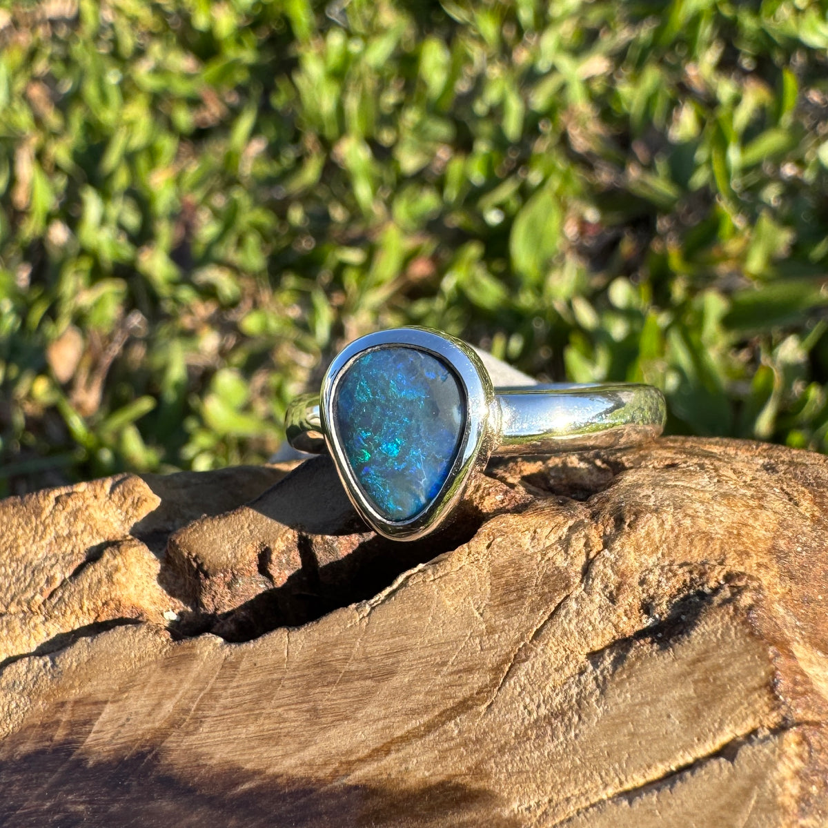 1.6ct Lightning Ridge Black Opal Ring ~ 'Litchfield Pearl' | 925 Sterling Silver | Solid Australian Opal