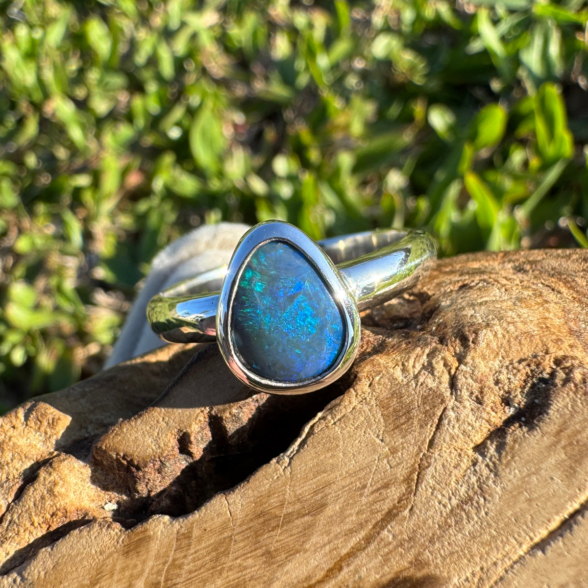 1.6ct Lightning Ridge Black Opal Ring ~ 'Litchfield Pearl' | 925 Sterling Silver | Solid Australian Opal