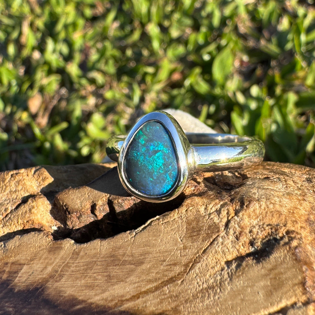 1.6ct Lightning Ridge Black Opal Ring ~ 'Litchfield Pearl' | 925 Sterling Silver | Solid Australian Opal
