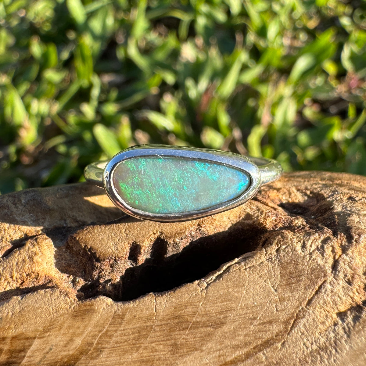 1.5ct Lightning Ridge Opal Ring ~ 'Snowy River Blue' | 925 Sterling Silver | Solid Australian Opal