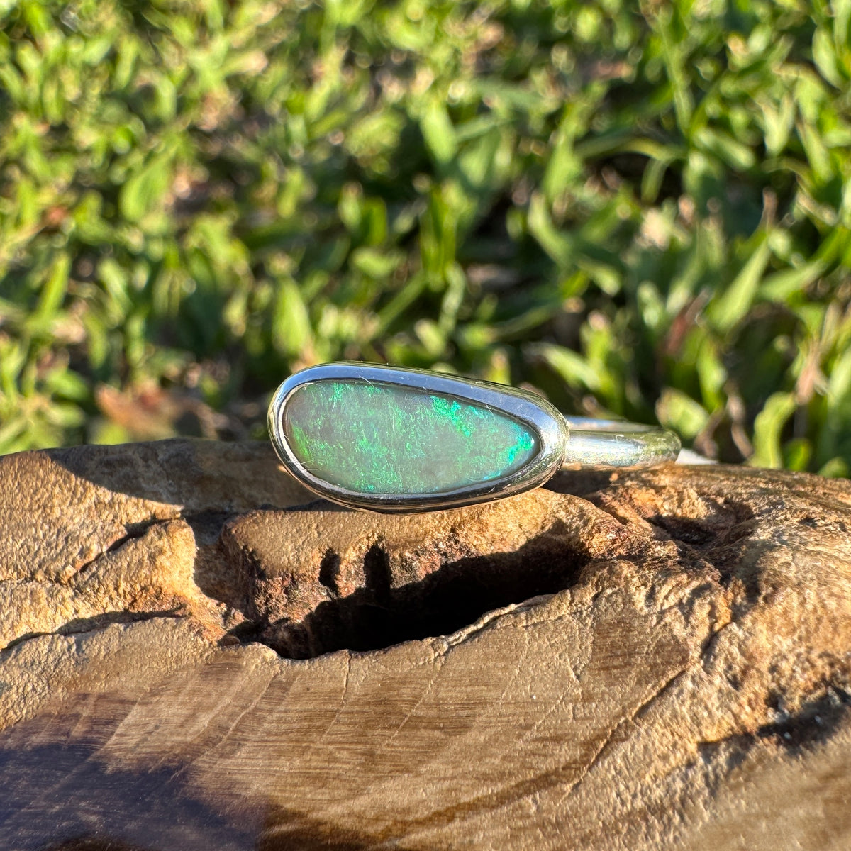 1.5ct Lightning Ridge Opal Ring ~ 'Snowy River Blue' | 925 Sterling Silver | Solid Australian Opal
