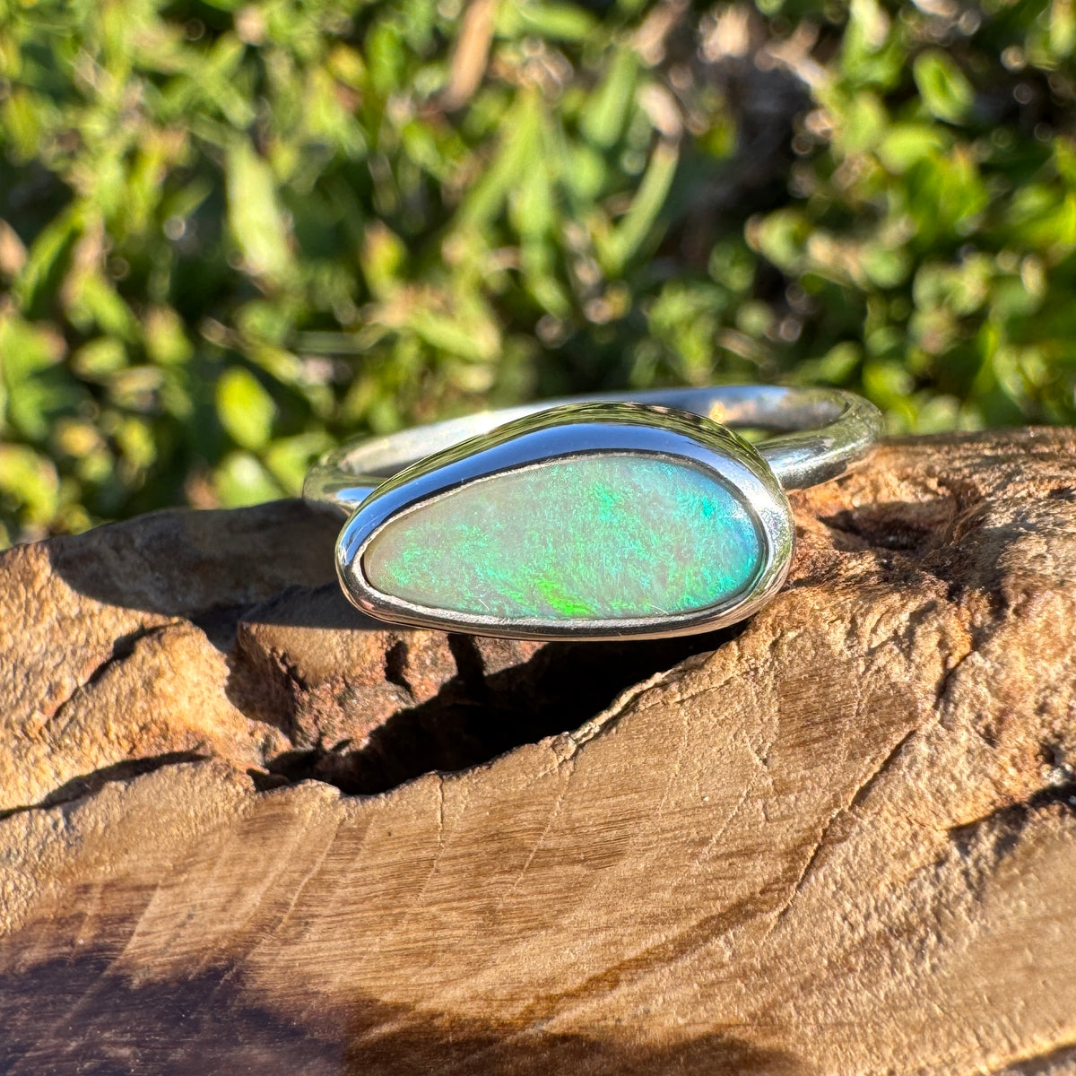 1.5ct Lightning Ridge Opal Ring ~ 'Snowy River Blue' | 925 Sterling Silver | Solid Australian Opal