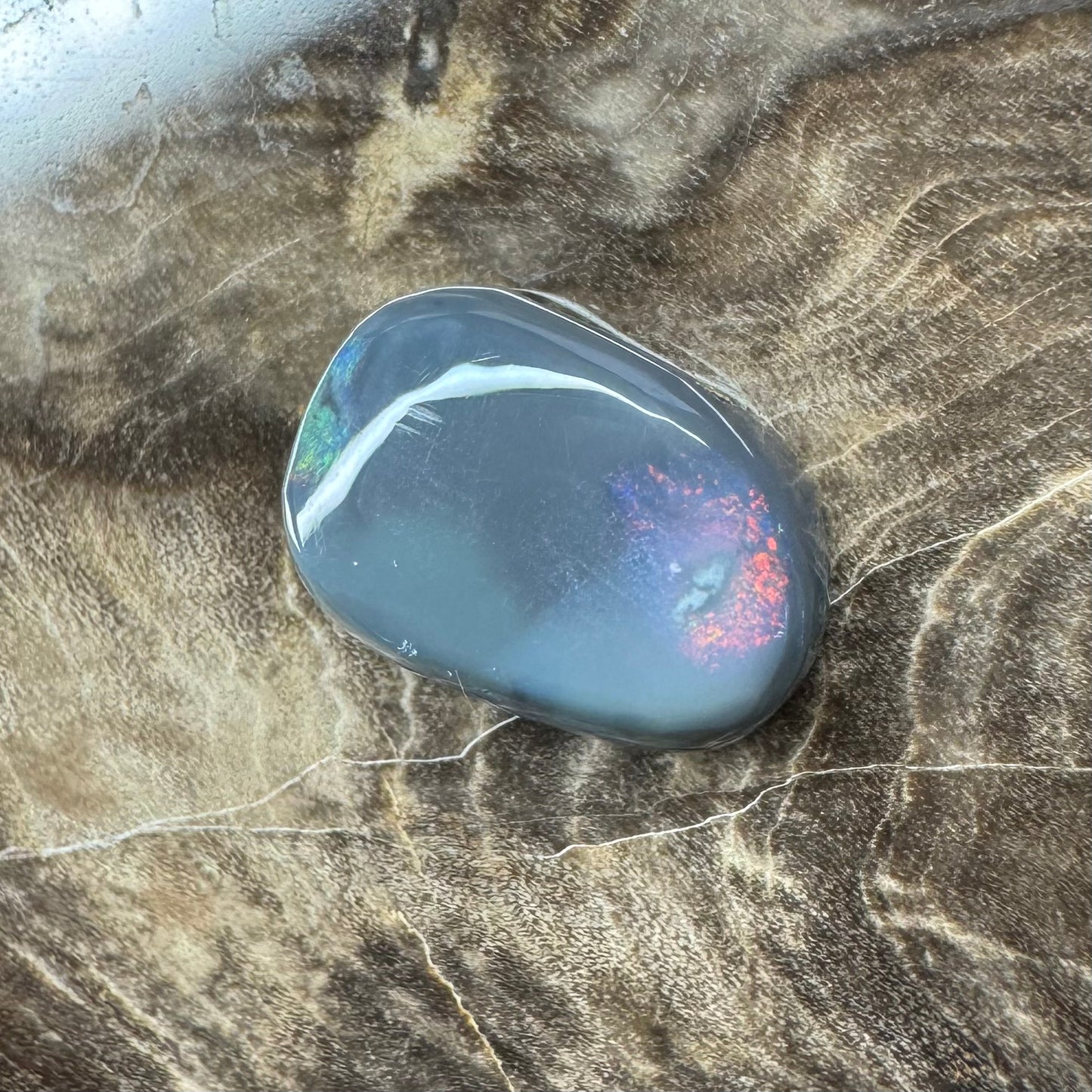 Hand-Cut Solid Lightning Ridge Semi Black Opal 3.2carat