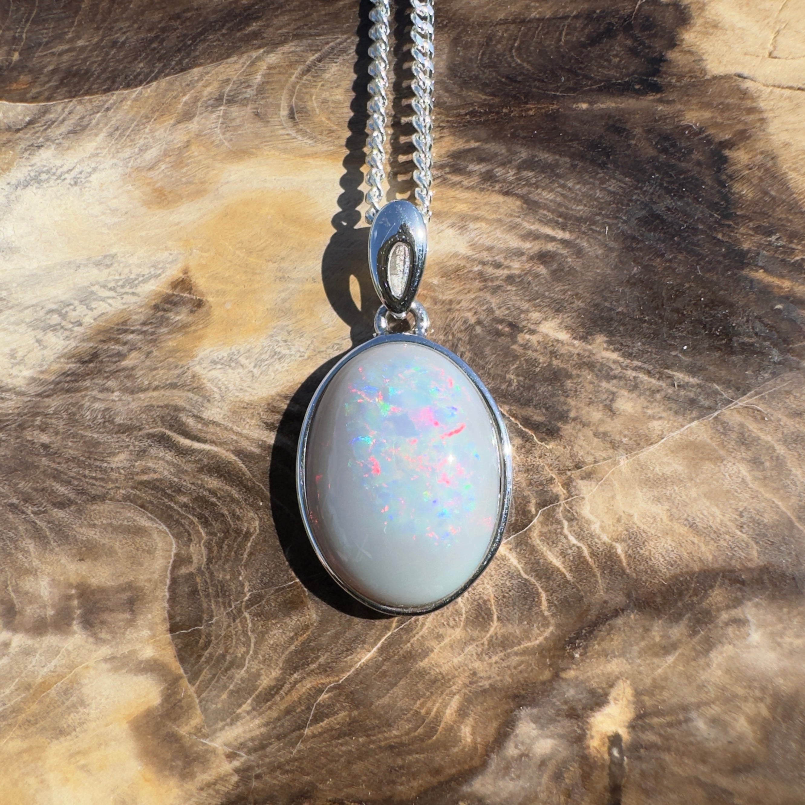 5.3ct Coober Pedy Opal Pendant Necklace ~ 'Uluru After Dark' | 925 Sterling Silver | Solid Australian Opal