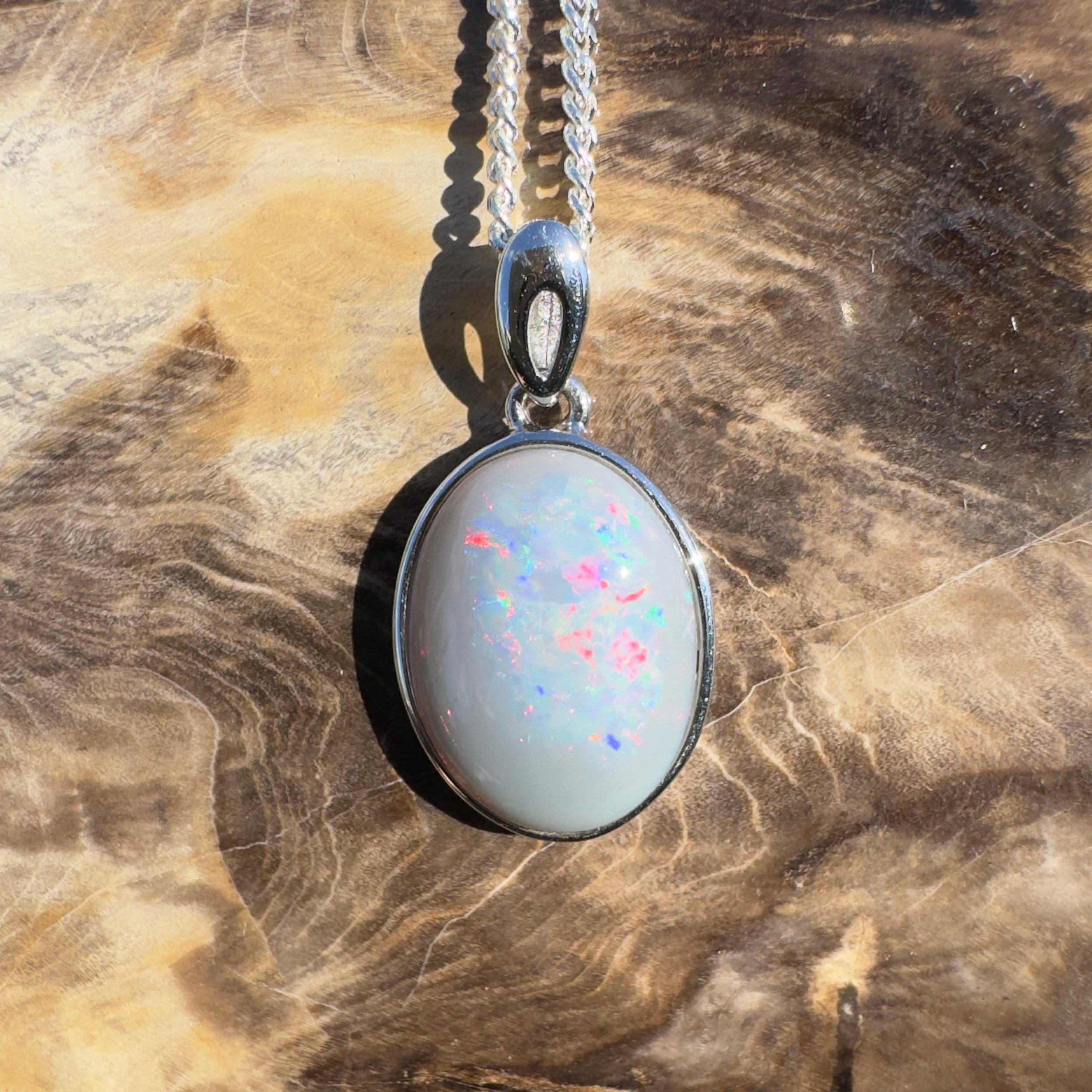5.3ct Coober Pedy Opal Pendant Necklace ~ 'Uluru After Dark' | 925 Sterling Silver | Solid Australian Opal