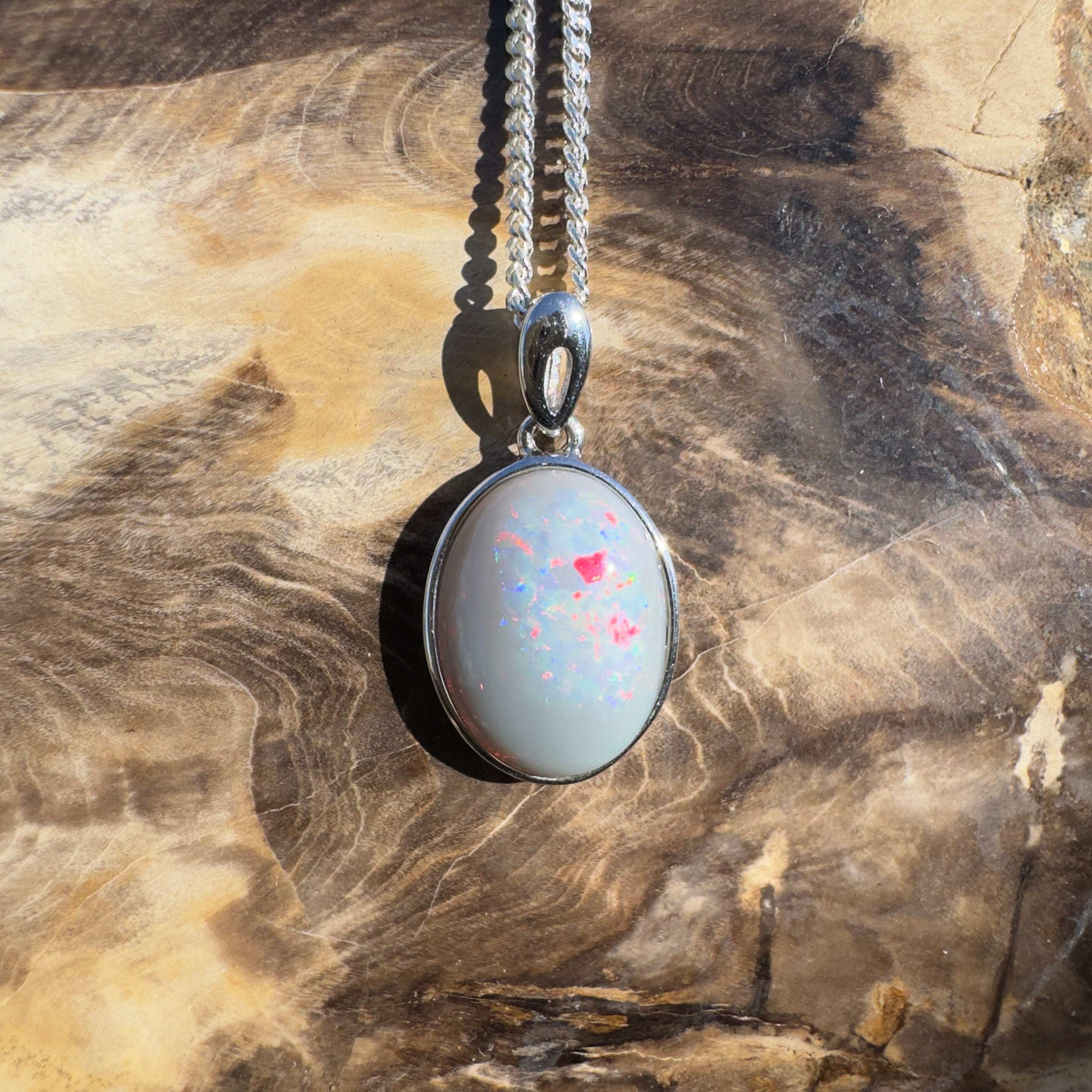 5.3ct Coober Pedy Opal Pendant Necklace ~ 'Uluru After Dark' | 925 Sterling Silver | Solid Australian Opal