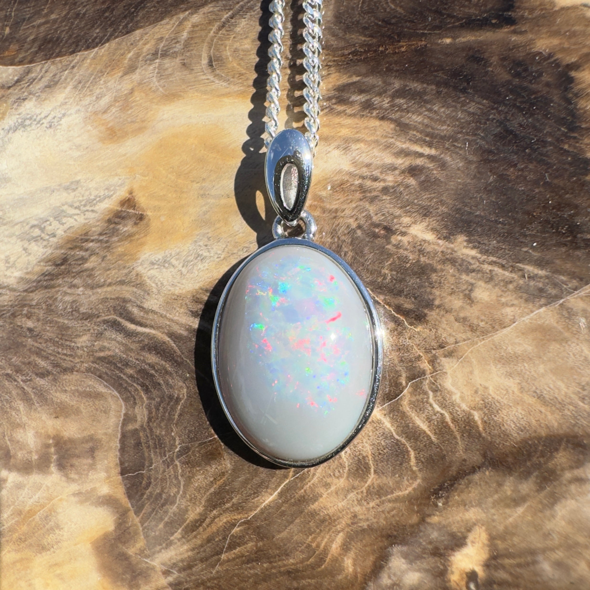 5.3ct Coober Pedy Opal Pendant Necklace ~ 'Uluru After Dark' | 925 Sterling Silver | Solid Australian Opal