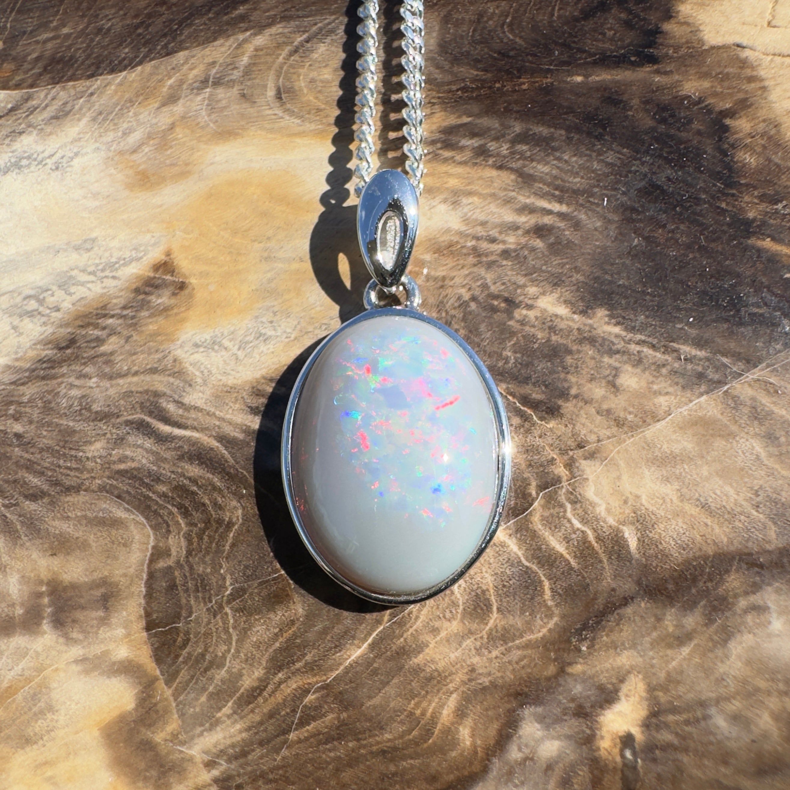 5.3ct Coober Pedy Opal Pendant Necklace ~ 'Uluru After Dark' | 925 Sterling Silver | Solid Australian Opal