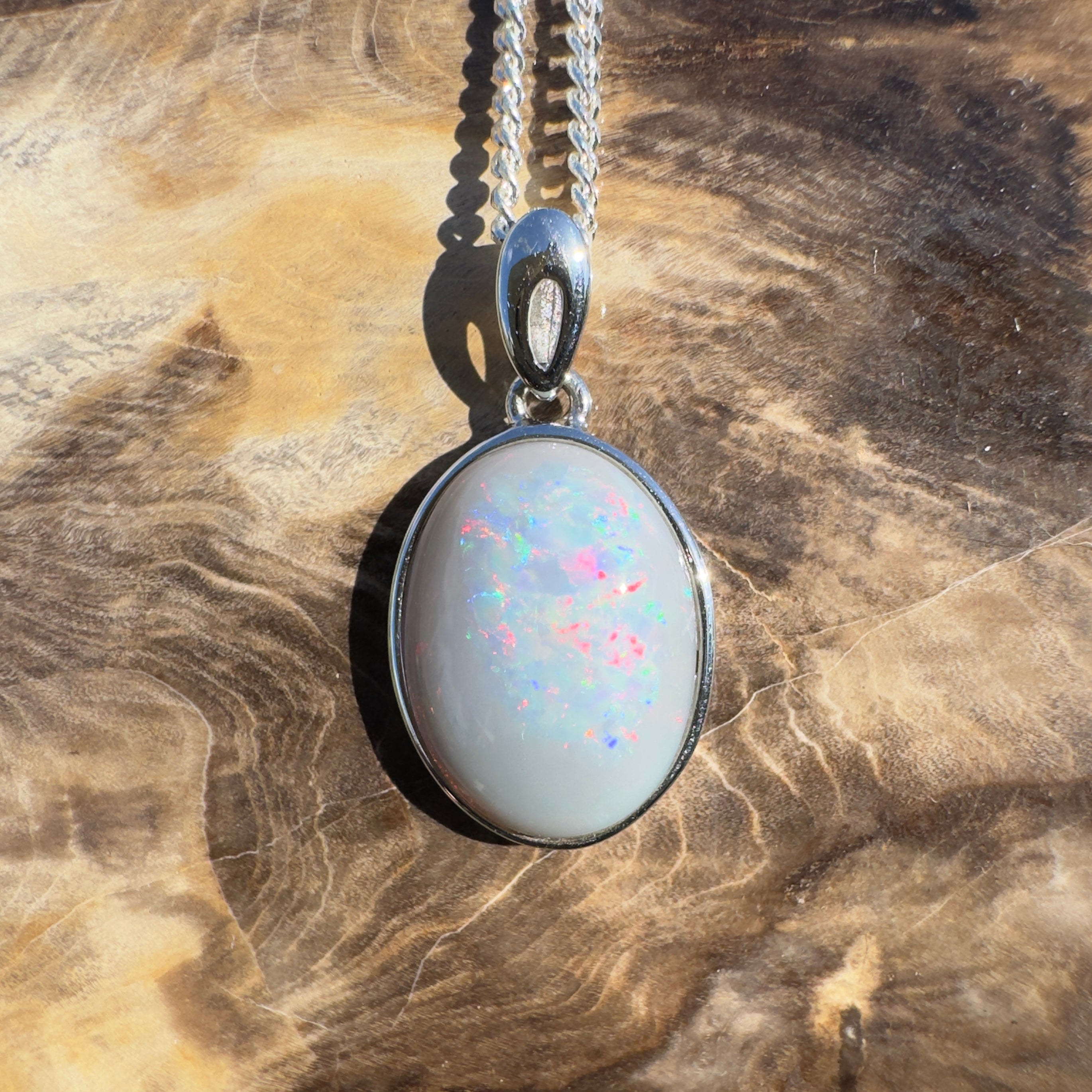 5.3ct Coober Pedy Opal Pendant Necklace ~ 'Uluru After Dark' | 925 Sterling Silver | Solid Australian Opal
