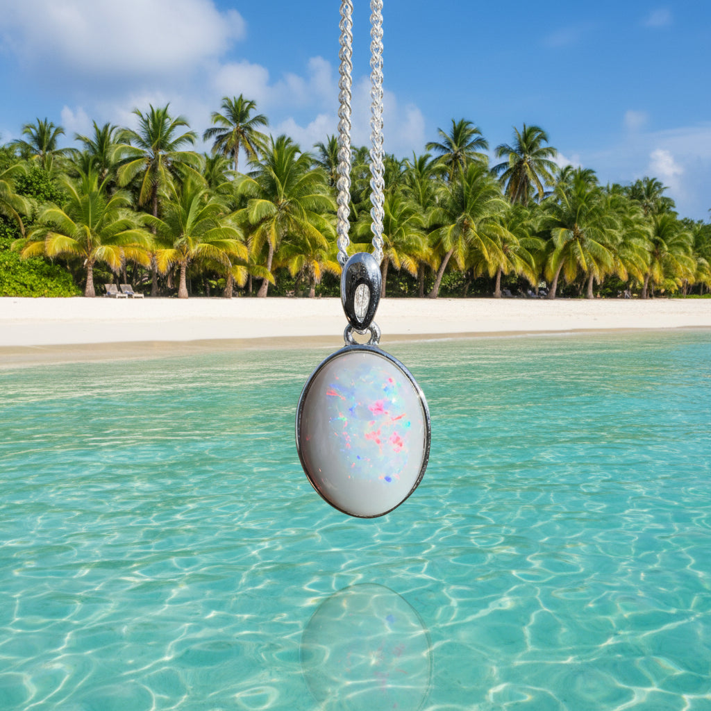 5.3ct Coober Pedy Opal Pendant Necklace ~ 'Uluru After Dark' | 925 Sterling Silver | Solid Australian Opal