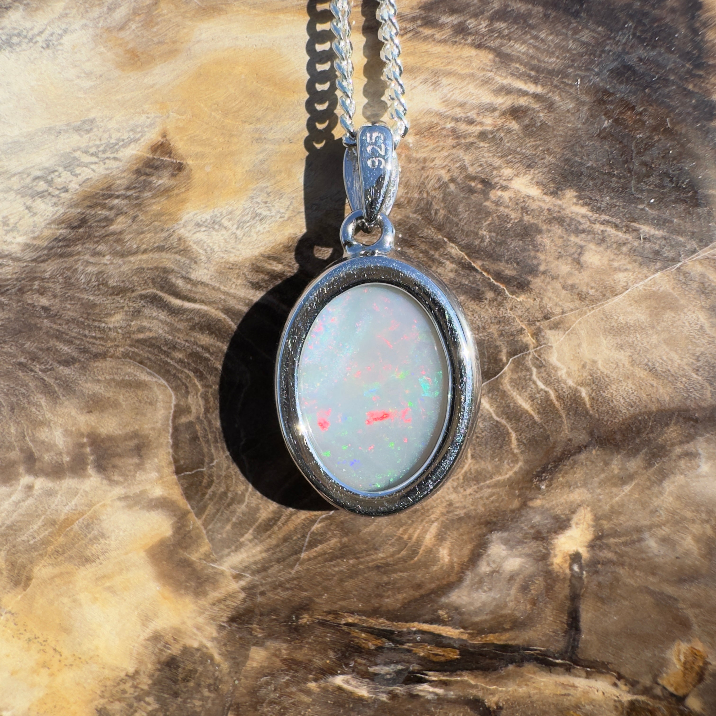 5.3ct Coober Pedy Opal Pendant Necklace ~ 'Uluru After Dark' | 925 Sterling Silver | Solid Australian Opal