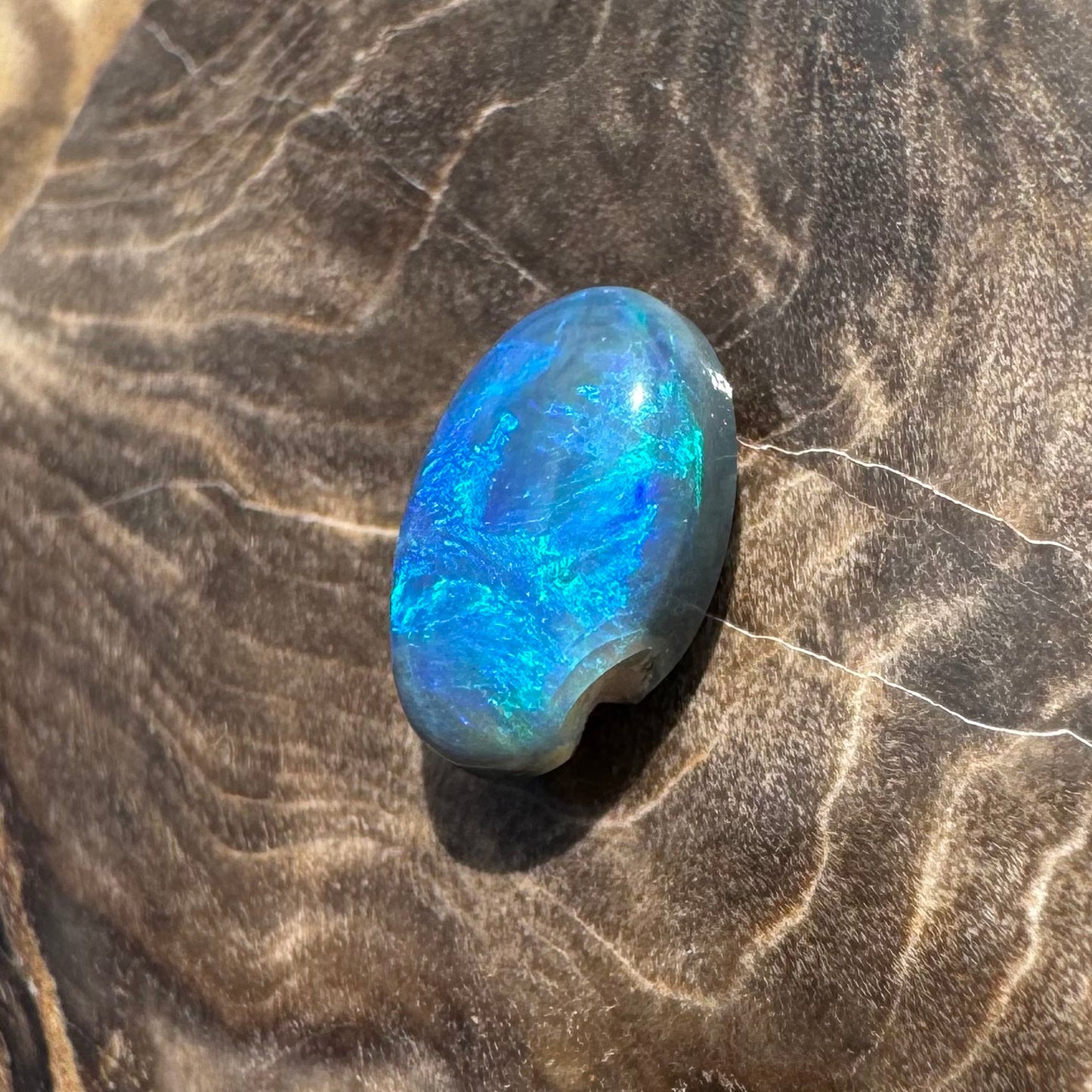 Hand-Cut Solid Lightning Ridge Black Opal 1.1carat