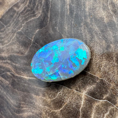 Hand-Cut Solid Lightning Ridge Semi Black Opal 1.7carat