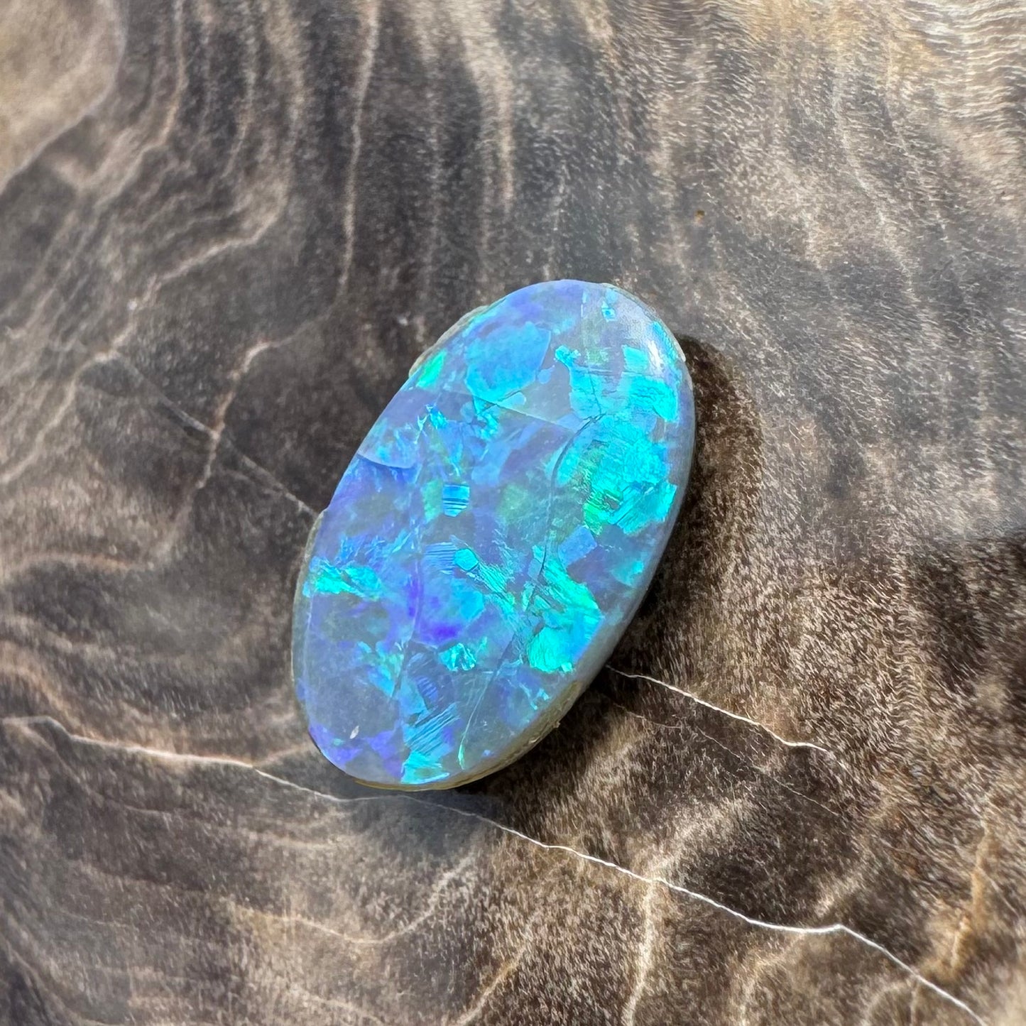 Hand-Cut Solid Lightning Ridge Semi Black Opal 1.7carat