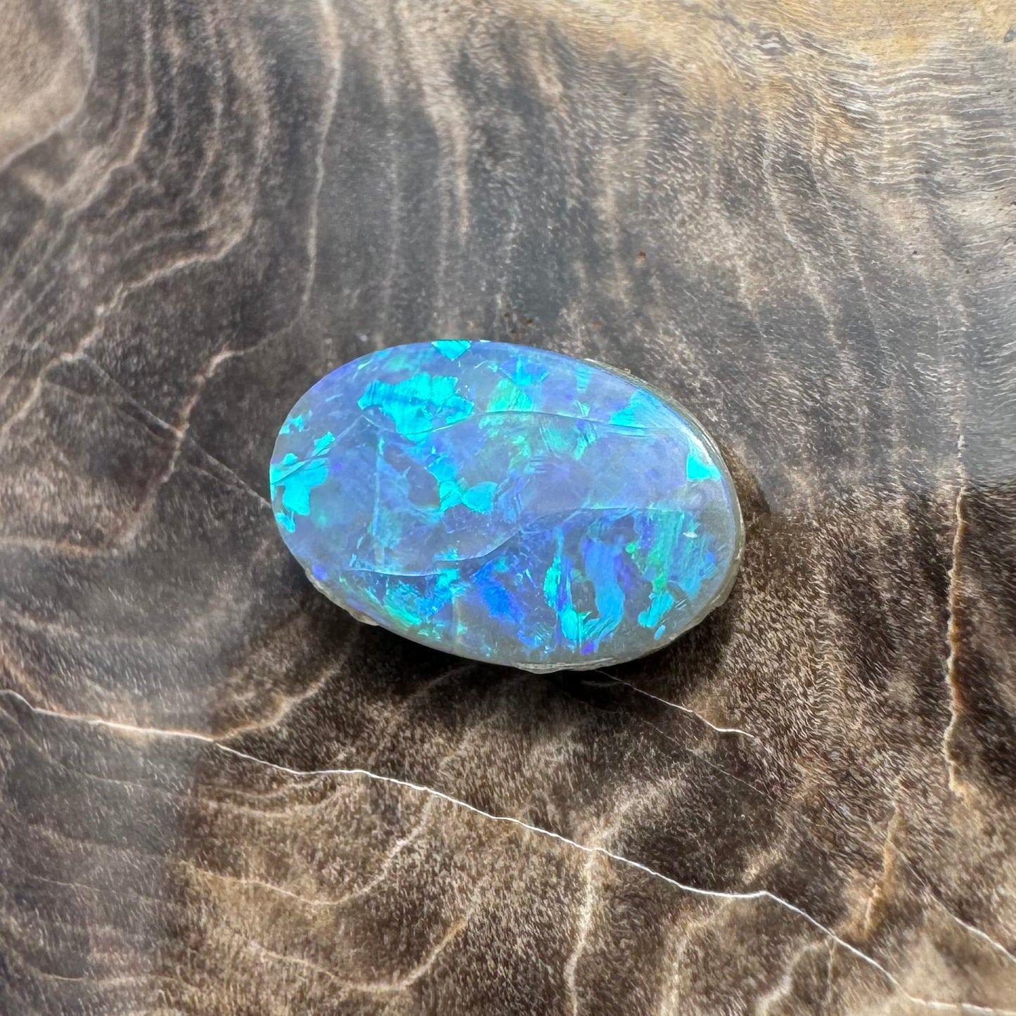 Hand-Cut Solid Lightning Ridge Semi Black Opal 1.7carat