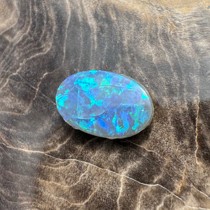 Hand-Cut Solid Lightning Ridge Semi Black Opal 1.7carat