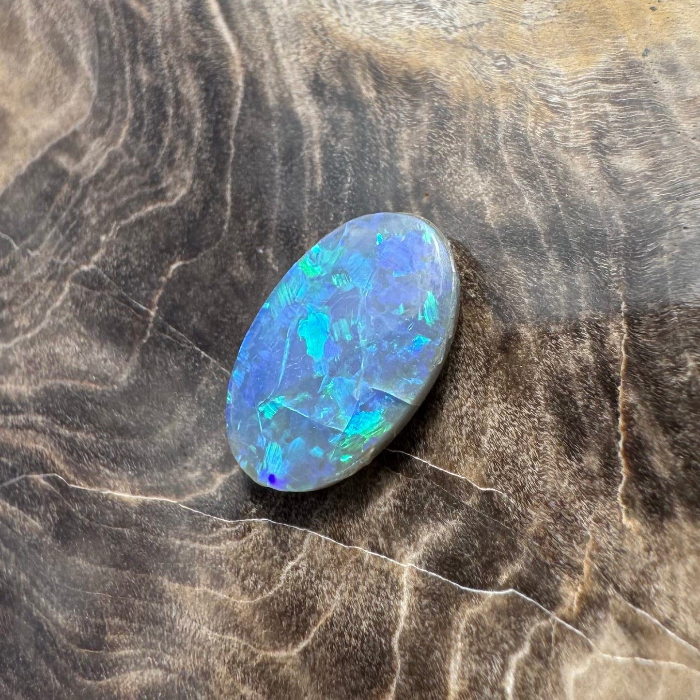 Hand-Cut Solid Lightning Ridge Semi Black Opal 1.7carat