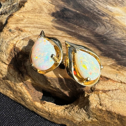 14ct Solid Gold Coober Pedy Opal Earrings