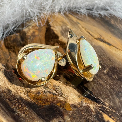 14ct Solid Gold Coober Pedy Opal Earrings