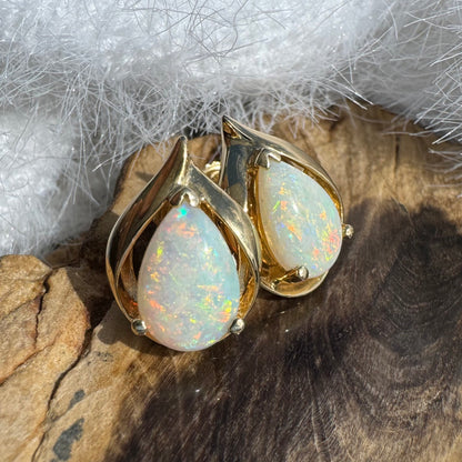 14ct Solid Gold Coober Pedy Opal Earrings