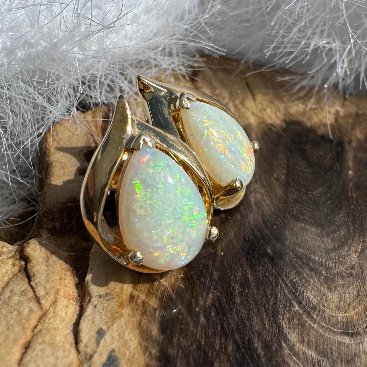 14ct Solid Gold Coober Pedy Opal Earrings