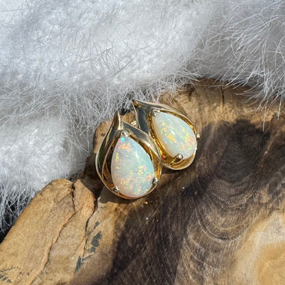 14ct Solid Gold Coober Pedy Opal Earrings