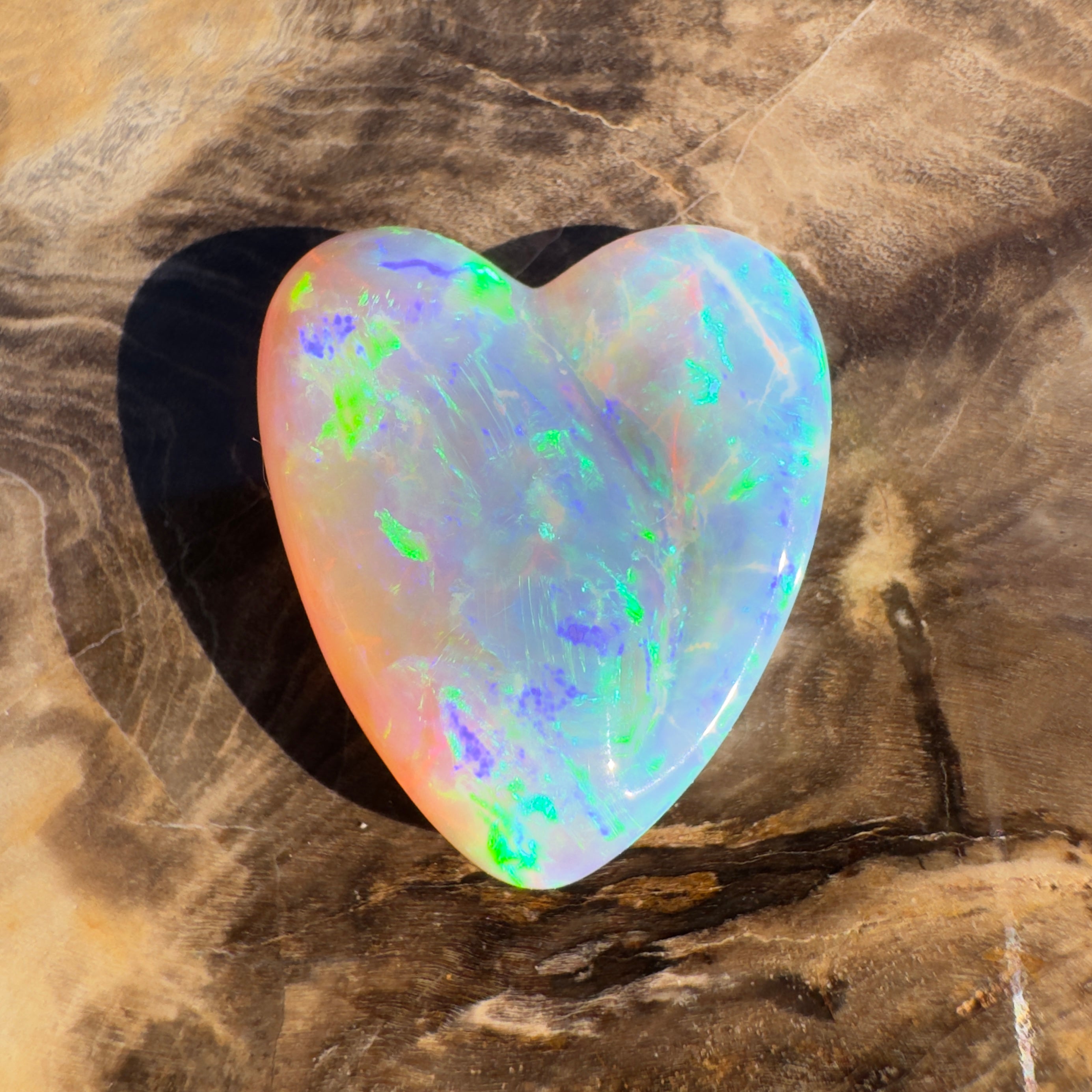 12.6ct Lightning Ridge Crystal Opal Heart | Solid Australian Opal | Hand-Carved